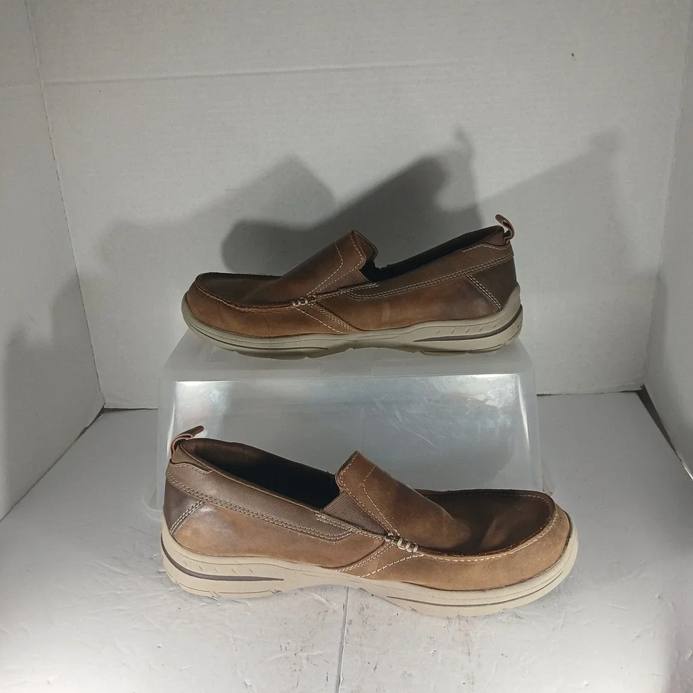 Skechers Relaxed Fit Loafers 7.5 Brown Leather Air-Cooled Memory Foam 64858